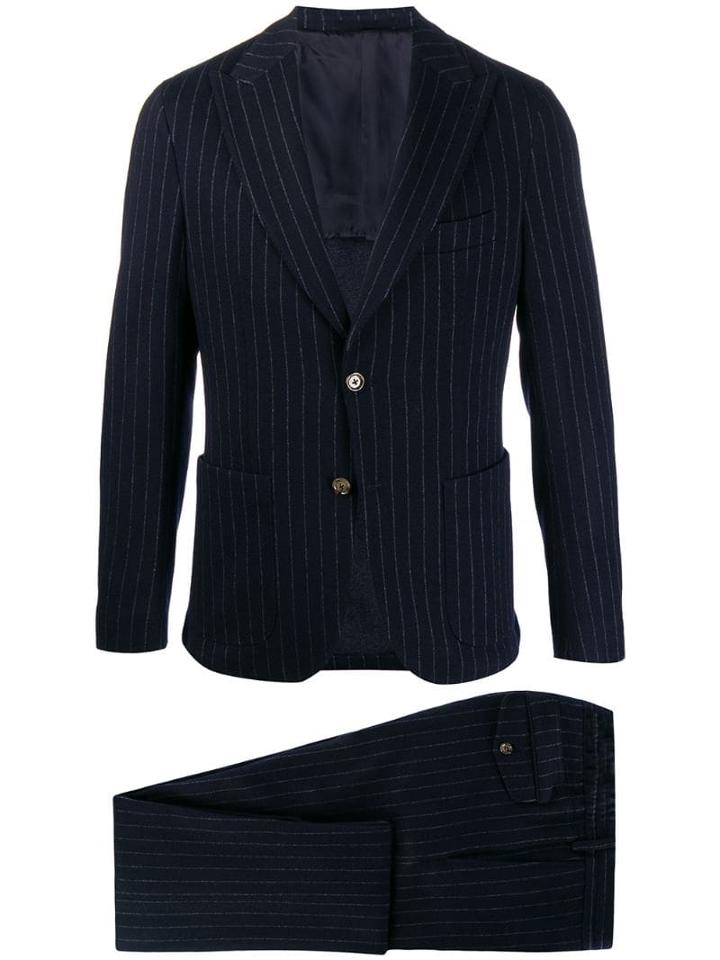 Eleventy Single-breasted Pinstriped Suit - Blue