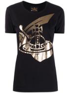 Vivienne Westwood Anglomania Metallic Printed Logo T-shirt - Black