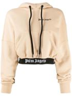 Palm Angels Cropped Logo Hoodie - Neutrals