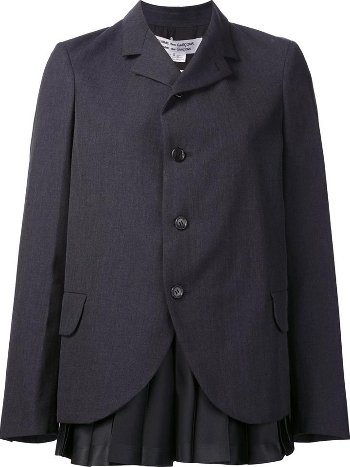 Comme Des Garçons Comme Des Garçons Pleated Detail Blazer, Women's, Size: Small, Grey, Polyester/cupro/wool