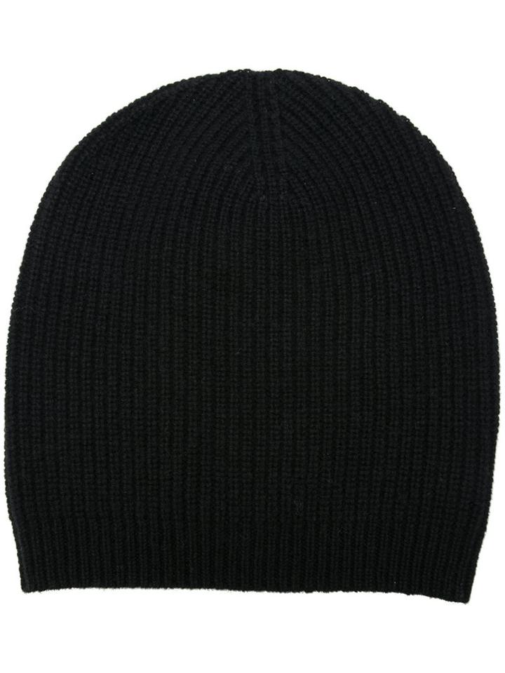 P.a.r.o.s.h. Ribbed Beanie Hat, Women's, Size: Medium, Black, Cashmere/wool