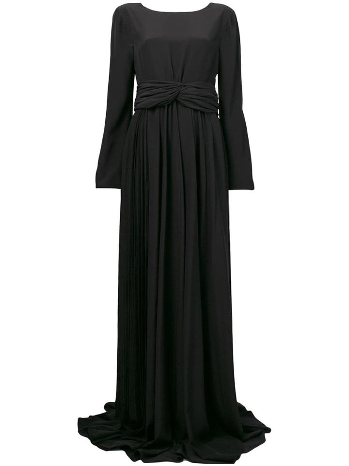 Rochas Long-sleeve Flared Maxi Dress - Black