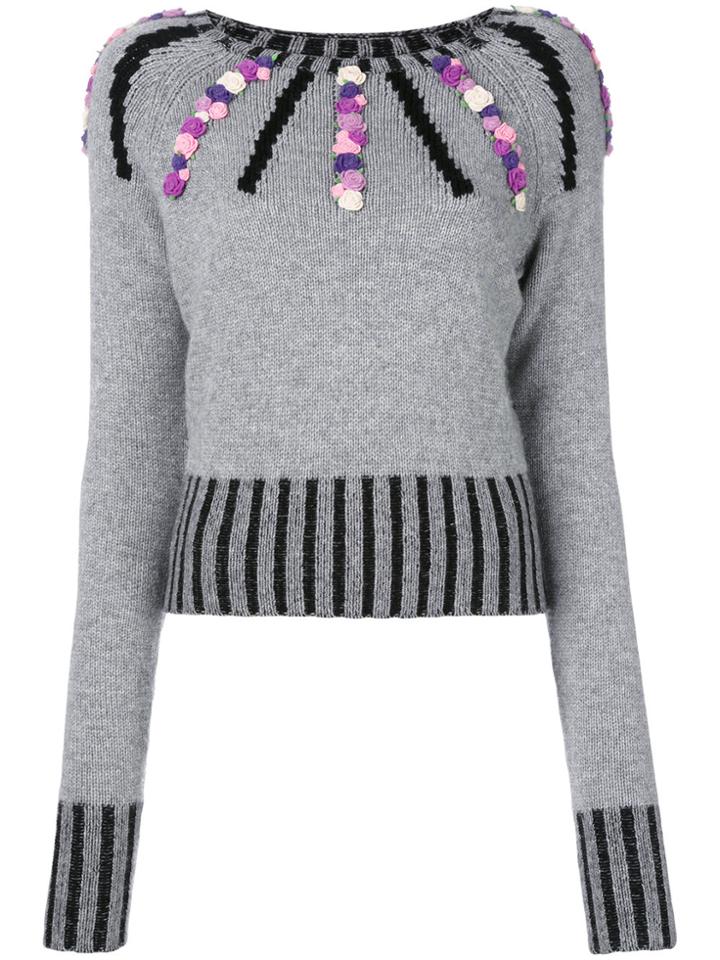 Olympia Le-tan Cashmere Margot Embroidered Sweater - Grey