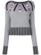 Olympia Le-tan Cashmere Margot Embroidered Sweater - Grey