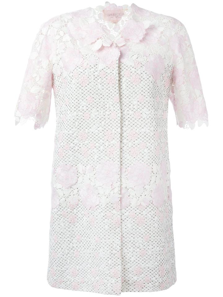 Giambattista Valli Shortsleeved Floral Motif Coat, Women's, Size: 46, Pink/purple, Cotton/polyester/polyamide/silk