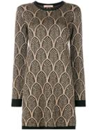 Twin-set Patterned Shimmer Sweater Dress - Black