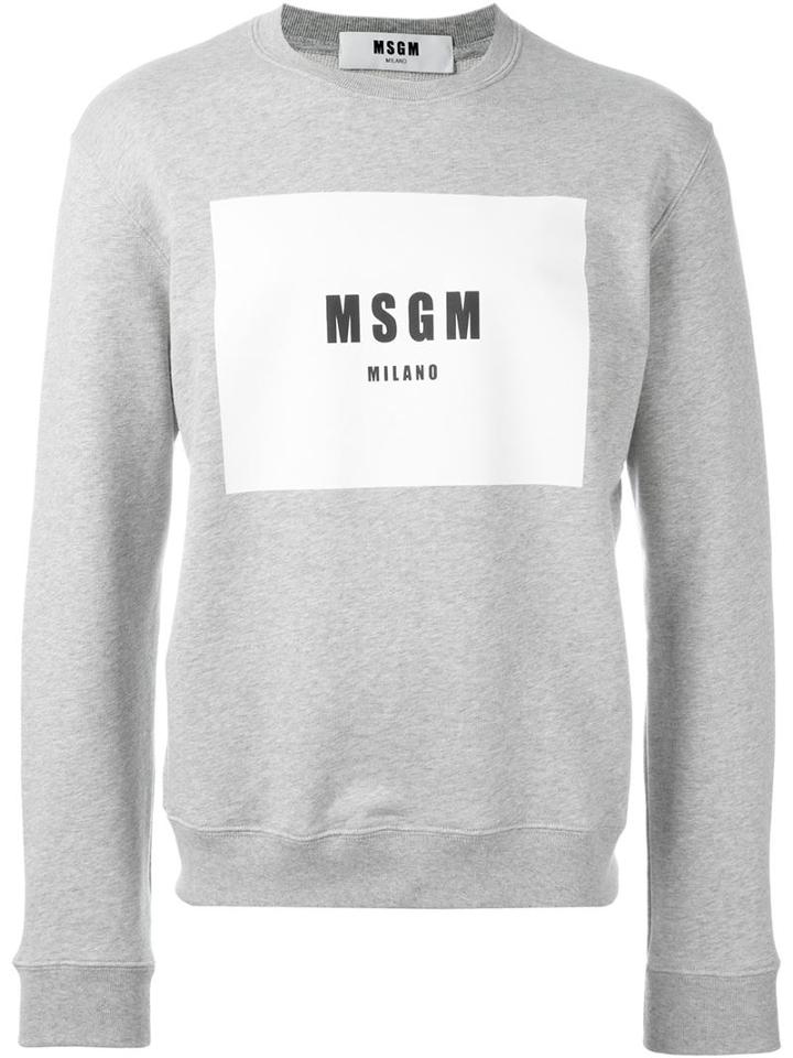 Msgm Logo Print Sweatshirt, Men's, Size: L, Grey, Cotton