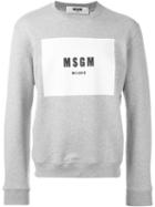 Msgm Logo Print Sweatshirt, Men's, Size: L, Grey, Cotton