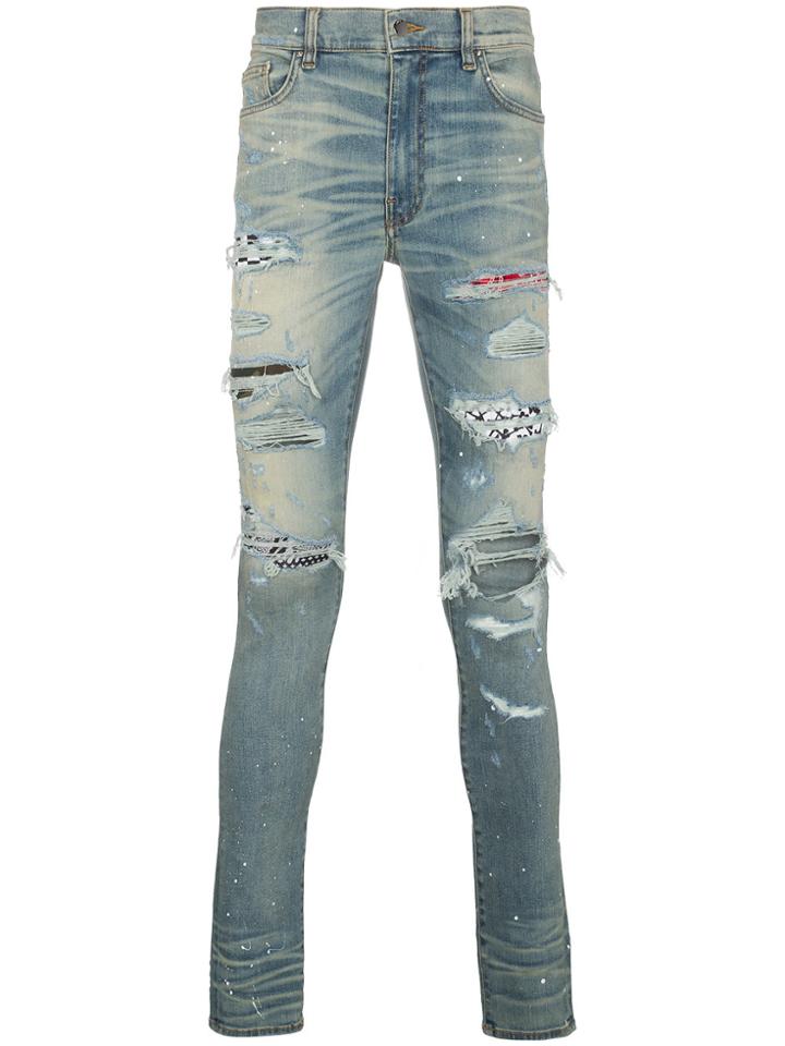 Amiri Art Patch Printed Skinny Jeans - Blue