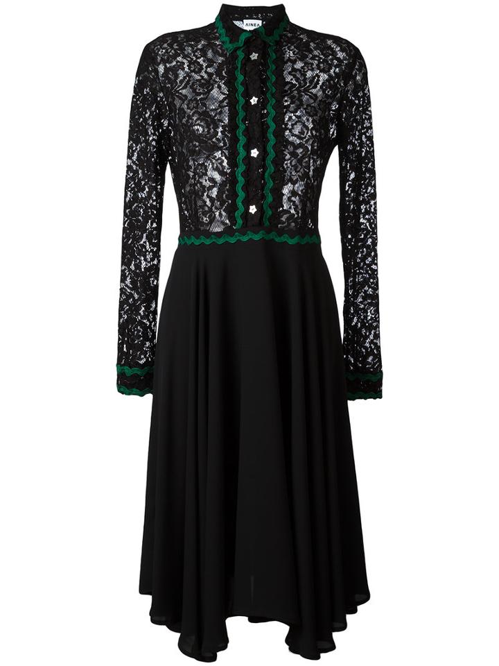 Ainea Lace Trim Dress, Women's, Size: 40, Black, Cotton/viscose/polyamide