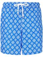 Kiton Geometric Print Swim Shorts - Blue