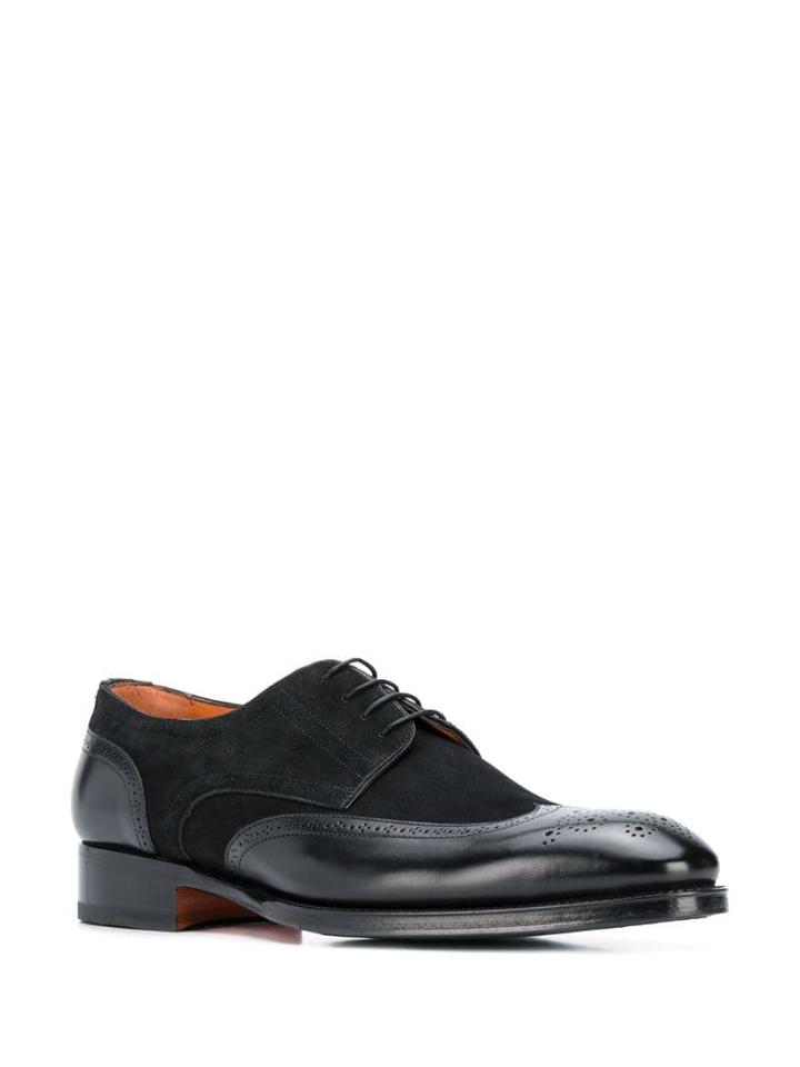 Santoni Lace-up Brogue Shoes - Black
