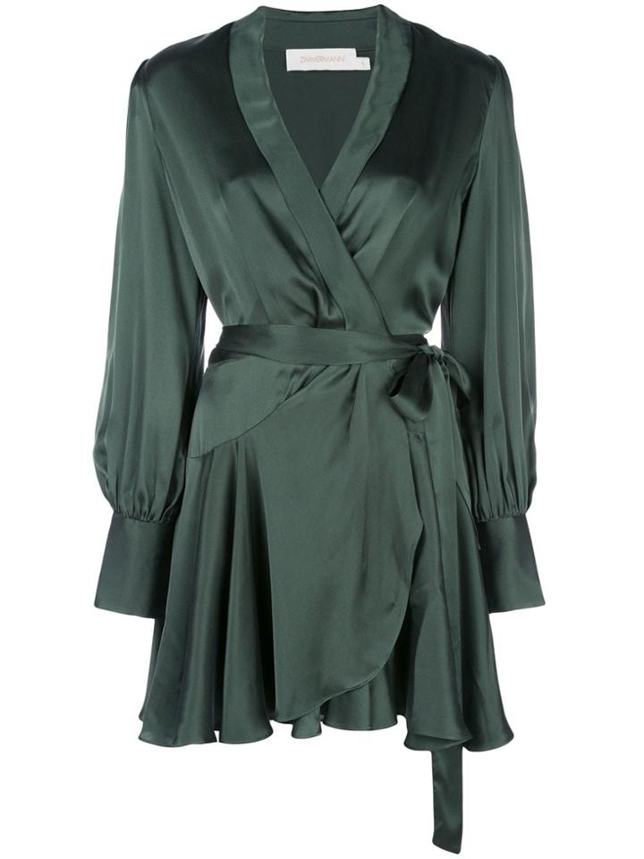 Zimmermann Espionage Ruched Mini Dress - Green