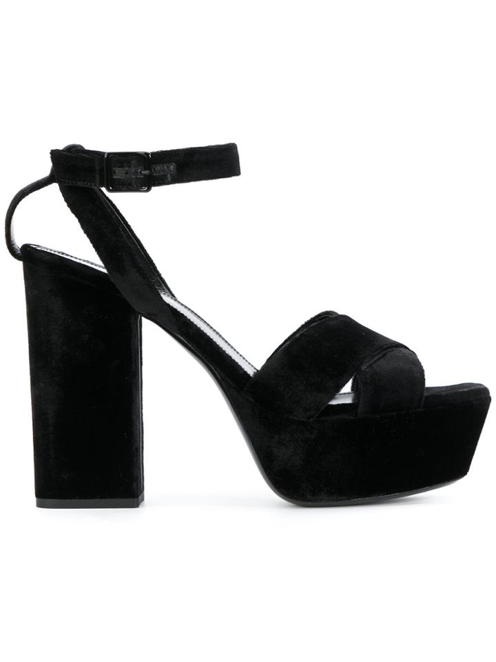 Saint Laurent Farrah 80 Crisscross Sandals - Black