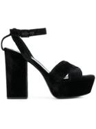 Saint Laurent Farrah 80 Crisscross Sandals - Black