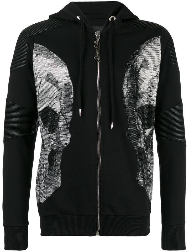 Philipp Plein - Faux Leather-trimmed Sweatshirt - Men - Cotton/polyester/polyurethane - M, Black, Cotton/polyester/polyurethane