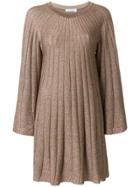 Chloé Lurex Rib Knit Dress - Brown