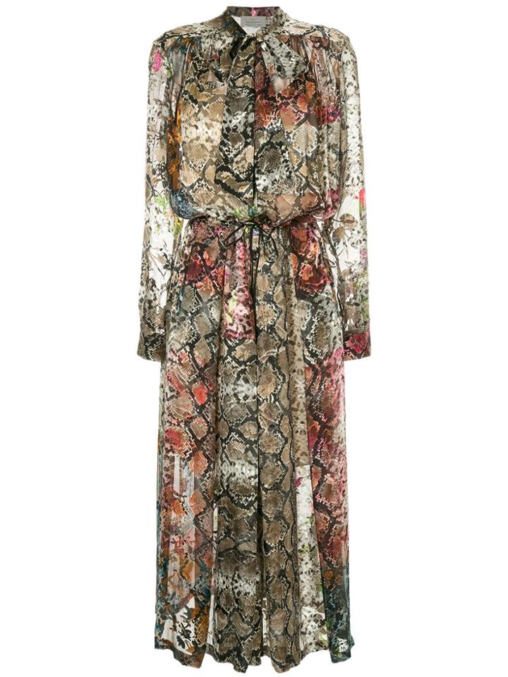 Preen By Thornton Bregazzi Snakeskin Print Midi Dress - Brown