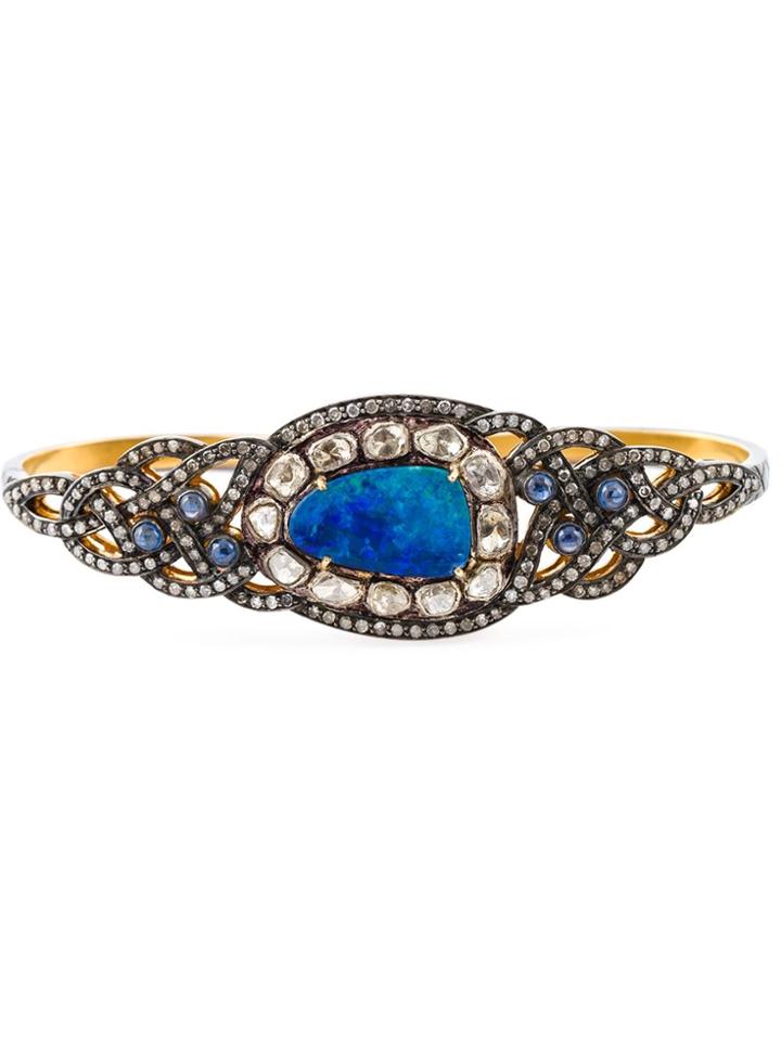 Gemco 18kt Gold, Diamond, Opal & Sapphire Hand Bracelet - Metallic