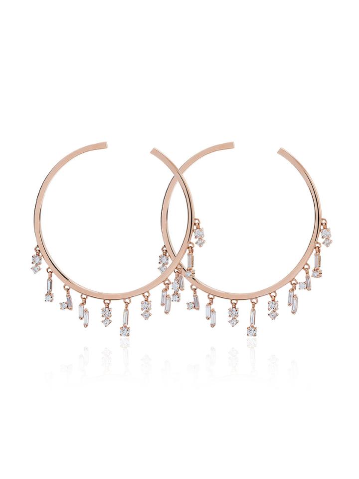 Suzanne Kalan Diamond Hoop Earrings - Pink & Purple