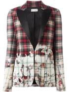 Faith Connexion Distressed Tartan Print Blazer - Red