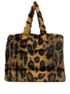 Stand Furry Leopard Print Tote - Brown
