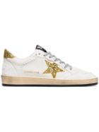 Golden Goose White Ball Star Applique Leather Sneakers