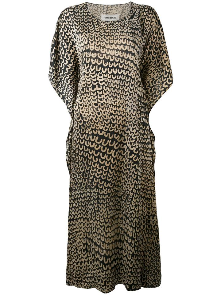 Uma Wang - Printed Shift Dress - Women - Cupro - M, Black, Cupro