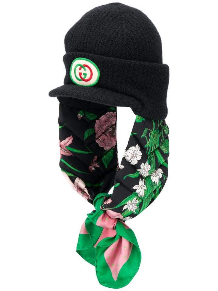 Gucci Logo Scarf Beanie - Black