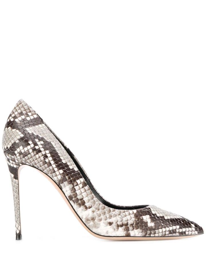 Casadei Zambe Snakeskin Embossed Pumps - Grey