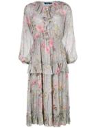 Polo Ralph Lauren Floral Print Ruffled Dress - Grey