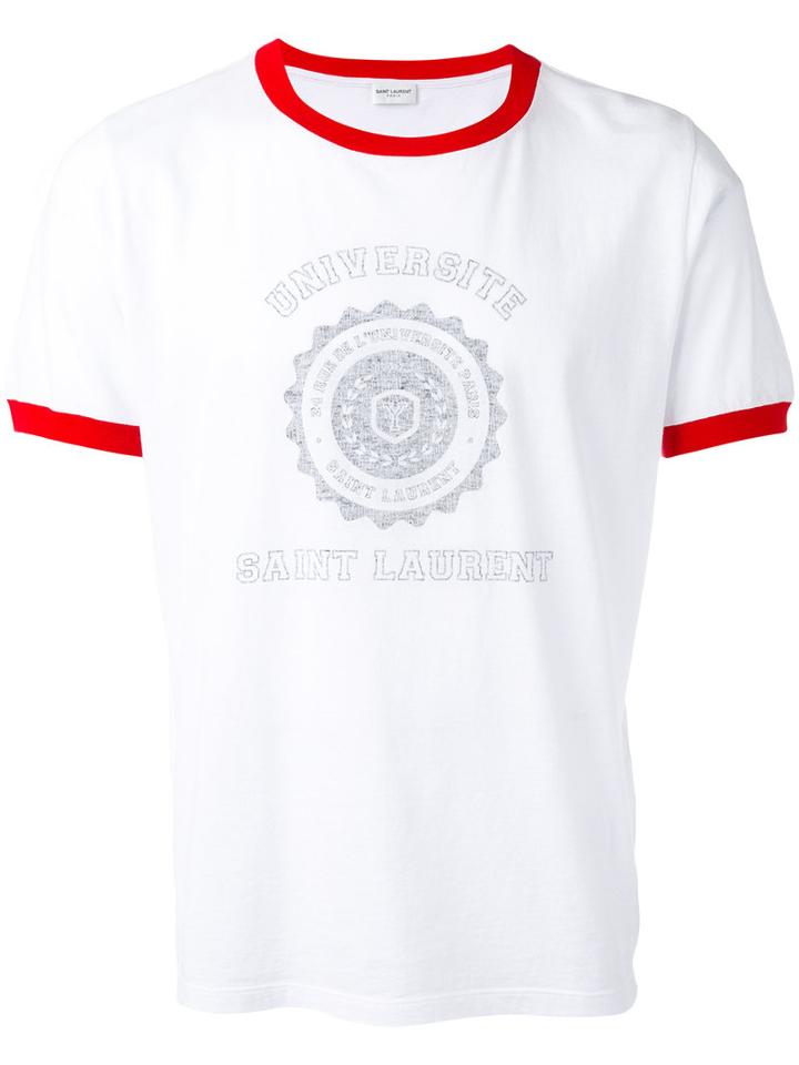 Saint Laurent - Saint Laurent Université Ringer T-shirt - Men - Cotton - S, White, Cotton
