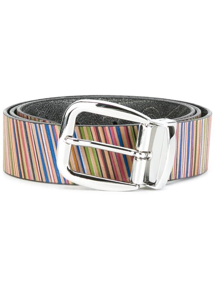Etro Striped Print Belt, Men's, Size: 110, Cotton/polyurethane/pvc/calf Leather