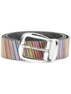 Etro Striped Print Belt, Men's, Size: 110, Cotton/polyurethane/pvc/calf Leather
