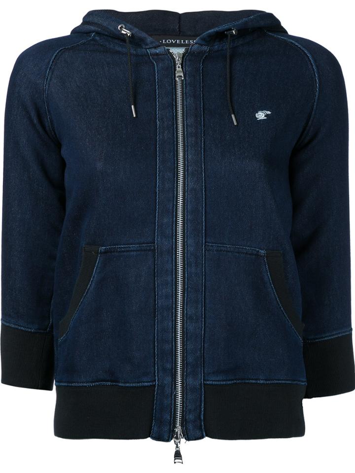 Loveless Denim Drawstring Hoodie - Blue
