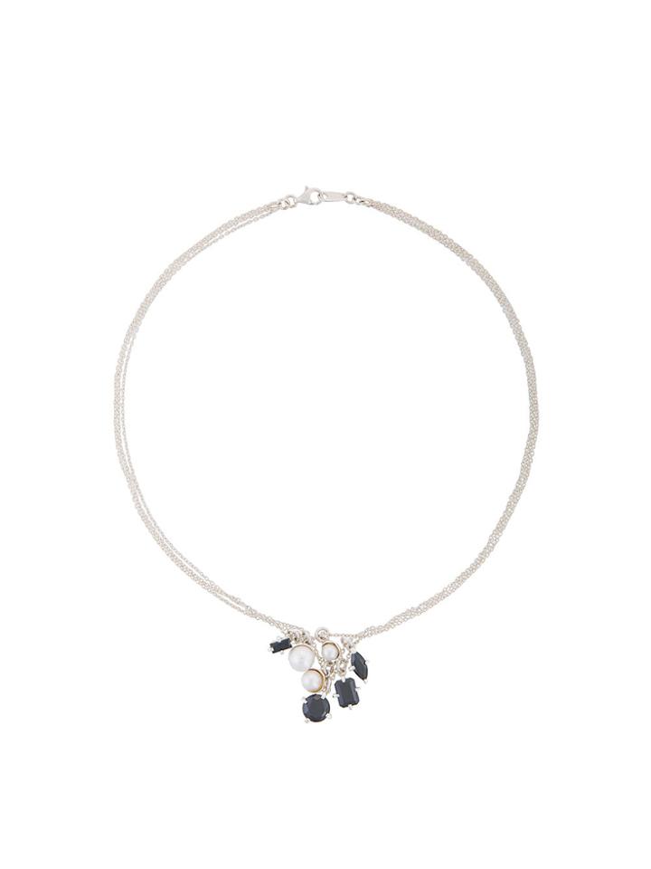E.m. Pearl And Silver Pendant Necklace - Metallic