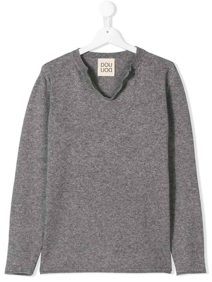 Douuod Kids Teen Open Neck Jumper - Grey