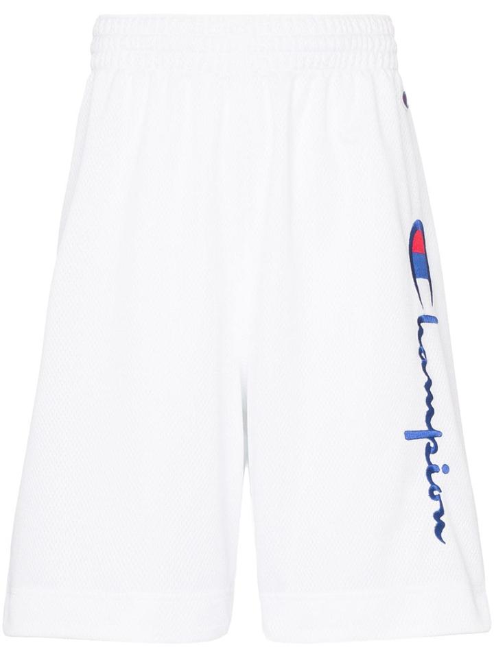 Champion Logo Embroidered Track Shorts - White