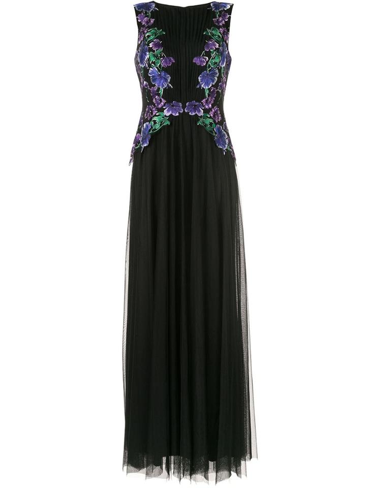 Tadashi Shoji Floral Embroidered Gown - Black