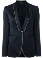 Tonello - White Trim Blazer - Women - Cotton/cupro/viscose - 46, Women's, Blue, Cotton/cupro/viscose