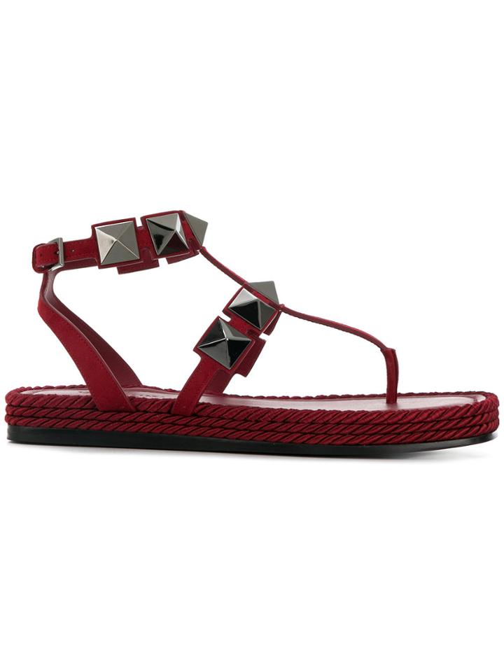 Valentino Garavani Studdes Flat Sandals - Red