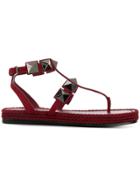 Valentino Garavani Studdes Flat Sandals - Red