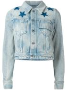 Givenchy Star Print Bleached Denim Jacket - Blue