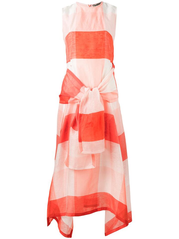 Sportmax - Checked Tie-fastening Dress - Women - Silk/cotton/linen/flax - 34, Women's, White, Silk/cotton/linen/flax