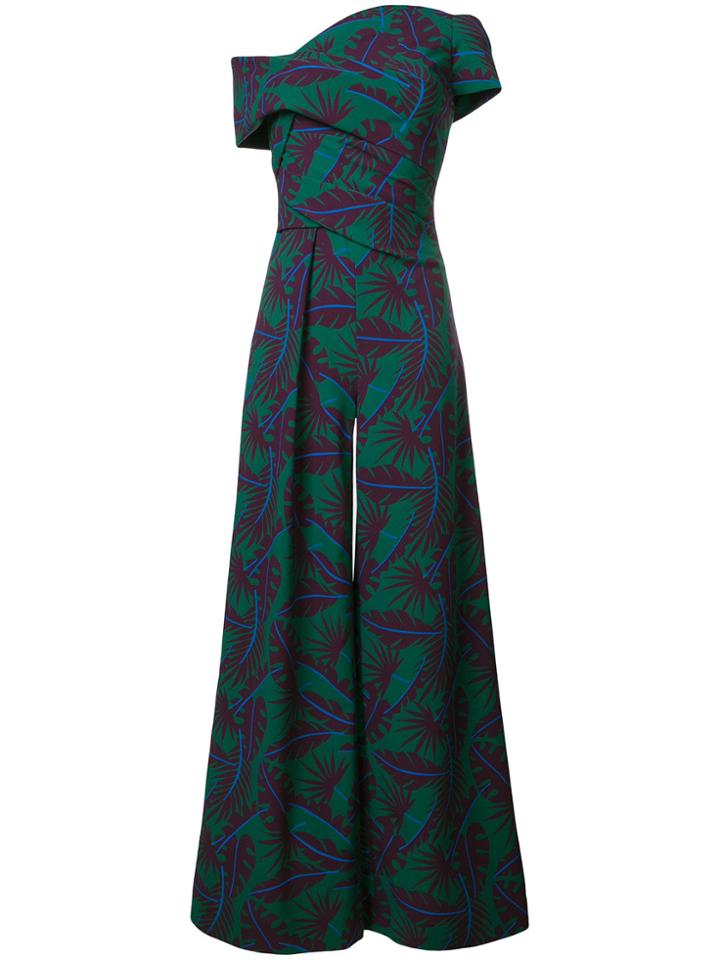 Talbot Runhof Jungle Print Jumpsuit - Green