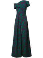 Talbot Runhof Jungle Print Jumpsuit - Green