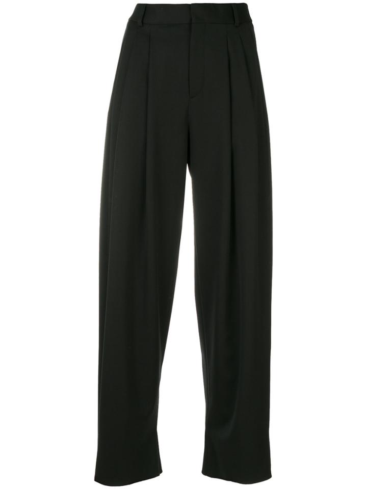 Saint Laurent Cropped Wide Leg Trousers - Black
