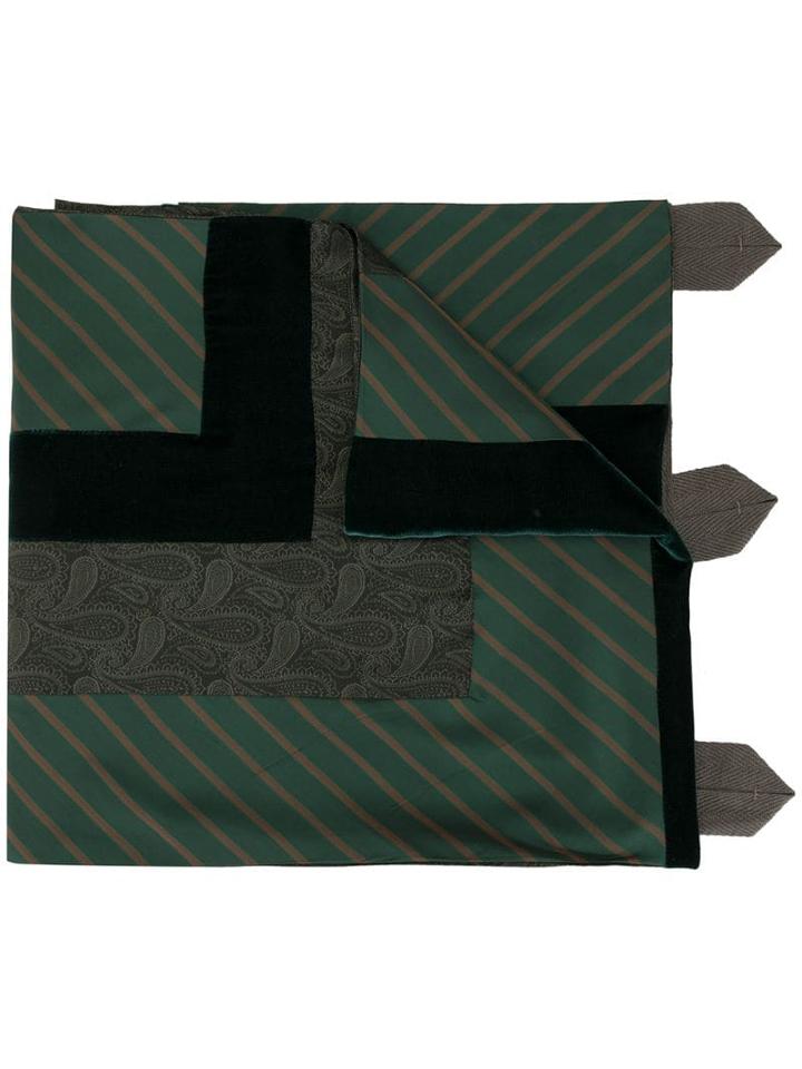 Sacai Striped Pattern Scarf - Green