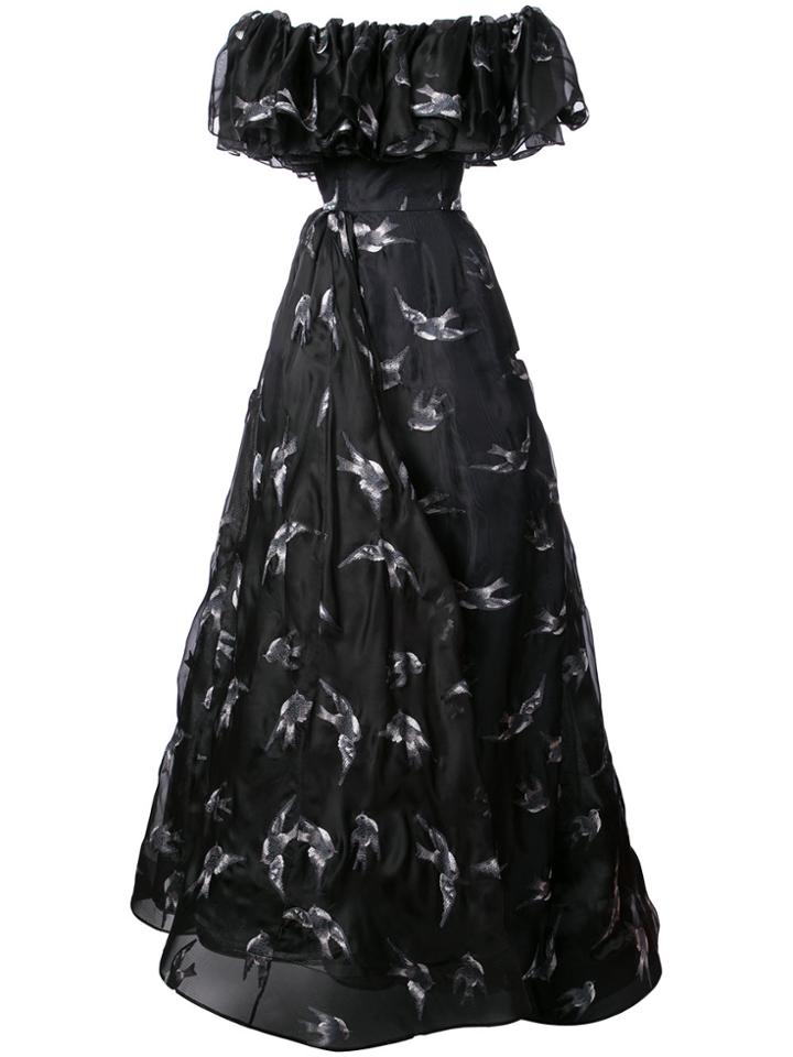 Christian Siriano Bird Painted Gown - Black