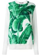 Dolce & Gabbana Banana Leaf Print Sweatshirt, Women's, Size: 40, White, Silk